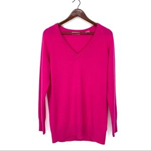 Equipment Femme 100% Cashmere Bright Berry Pink Designer V-Neck Sweater